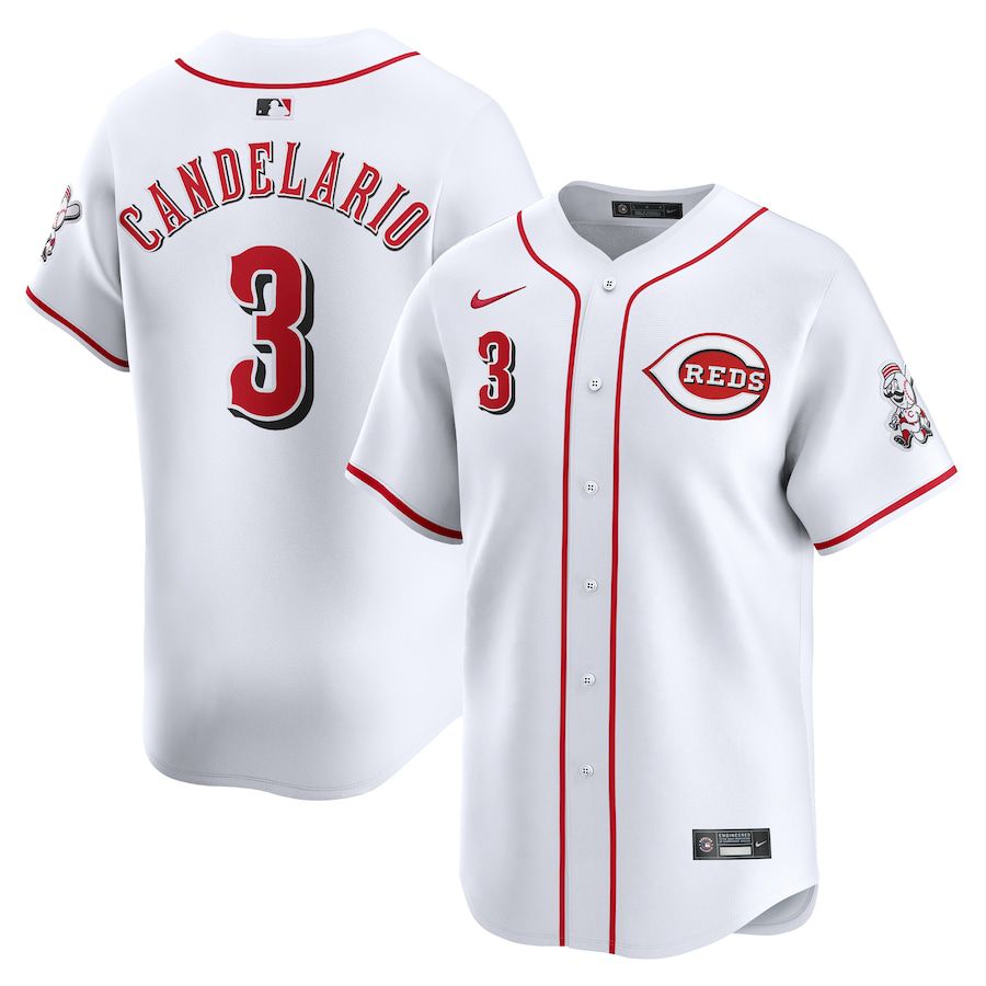 Men Cincinnati Reds 3 Jeimer Candelario Nike White Home Limited Player MLB Jersey